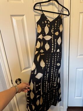 Banana Republic Black Maxi Dress with Gold Leaf Motif